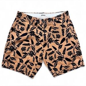 Goodthreads Men's Tan and Black Floral Shorts Cotton Blend Vacation Size 30
